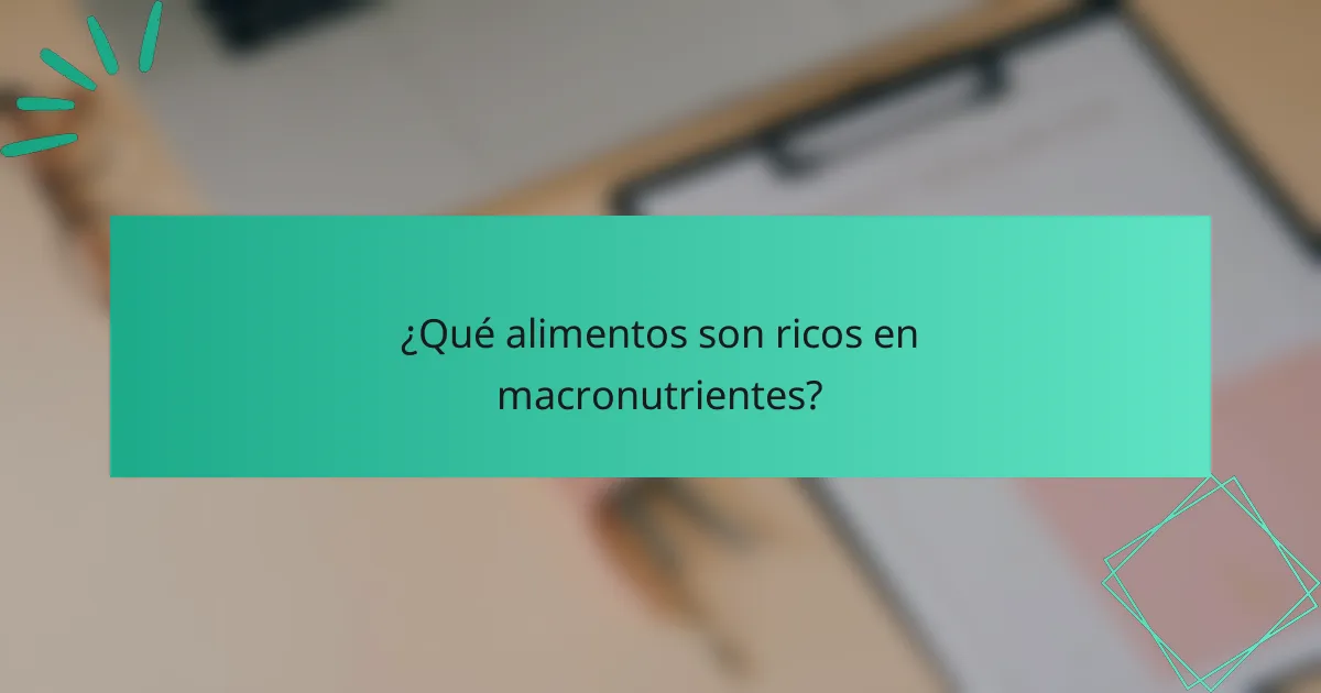 ¿Qué alimentos son ricos en macronutrientes?